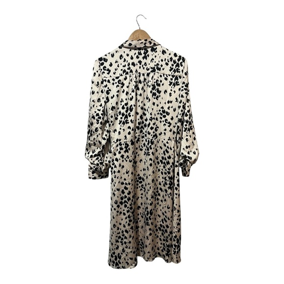 Trina Turk Dress Size 14 Confidential Printed Faux Wrap Black Cream Animal Print - Picture 3 of 6